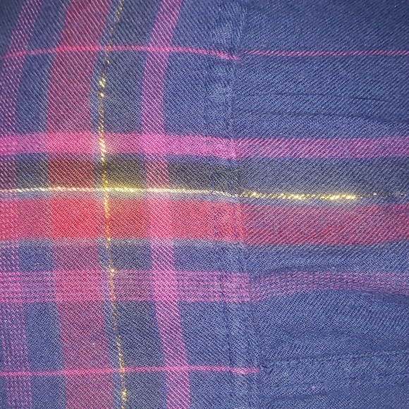 Maurices Double Front Pocket Metallic Tinsel Plaid Button Front Shirt Top 3X - Picture 11 of 16